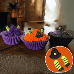 Halloween Zuckerdekoration – Hexenhüte & Hexenbeine aus Zucker