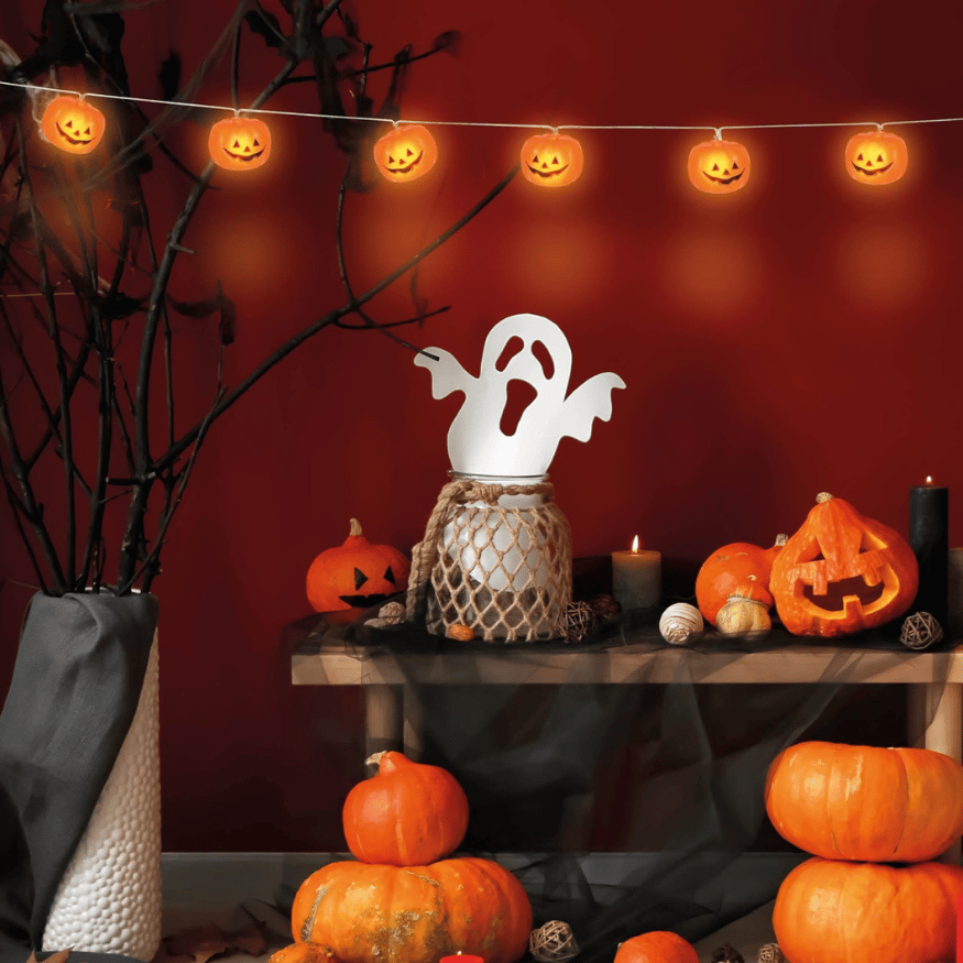 Halloween Kürbis Lichterkette – leuchtende Kürbis Deko