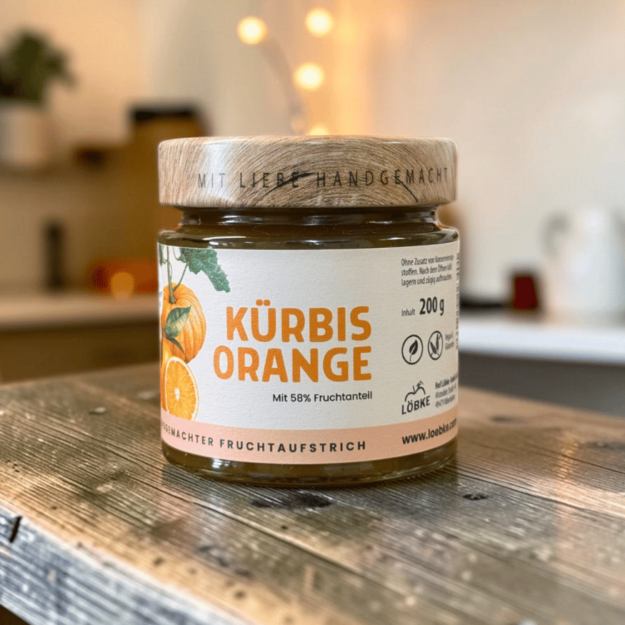 Handgemachter Kürbis-Orange Fruchtaufstrich mit Ingwer vom Hof