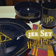 Harry Potter Geschirrset – Dunkelblau mit Goldeffekten