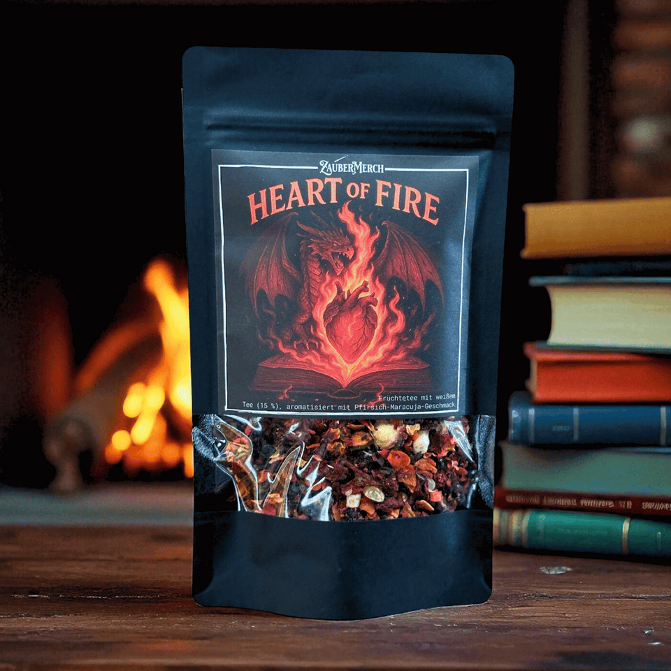 Heart of Fire – Drachen Tee Pfirsich-Maracuja | Limitierter Booklover Tee