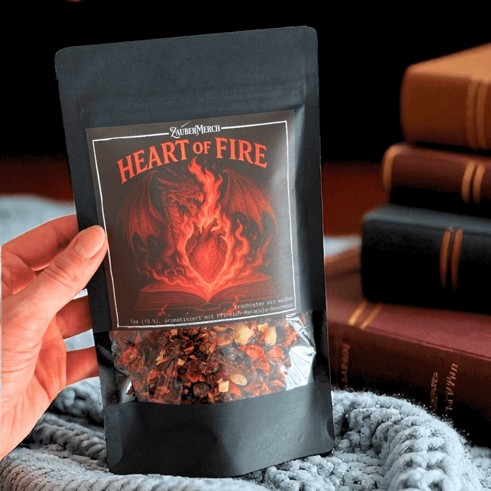 Heart of Fire – Drachen Tee Pfirsich-Maracuja | Limitierter Booklover Tee