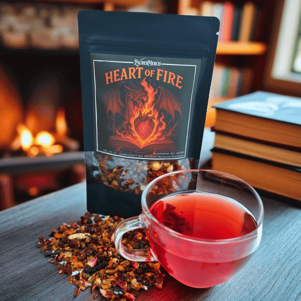 Heart of Fire – Drachen Tee Pfirsich-Maracuja | Limitierter Booklover Tee