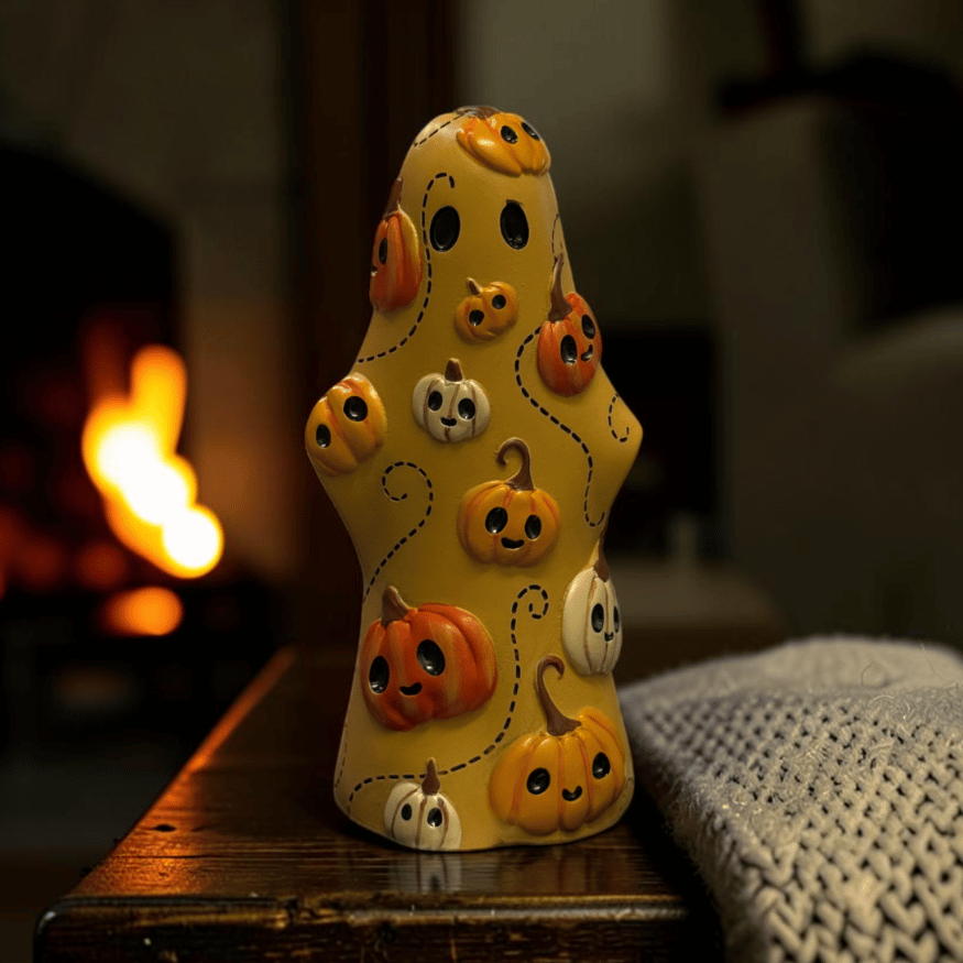 Herbert Geisterfigur mit Kürbissen – Halloween Deko 13,5 cm