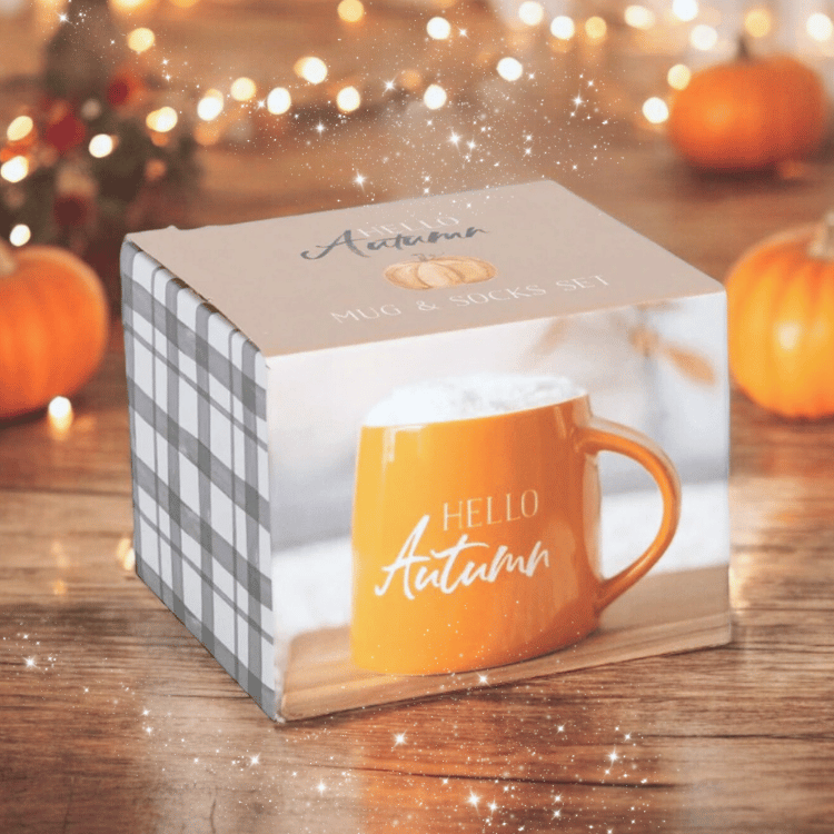 Herbst-Tasse & Kuschelsocken Set