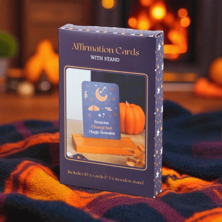 Herbst Affirmationskarten mit Holzständer