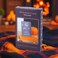 Herbst Affirmationskarten mit Holzständer