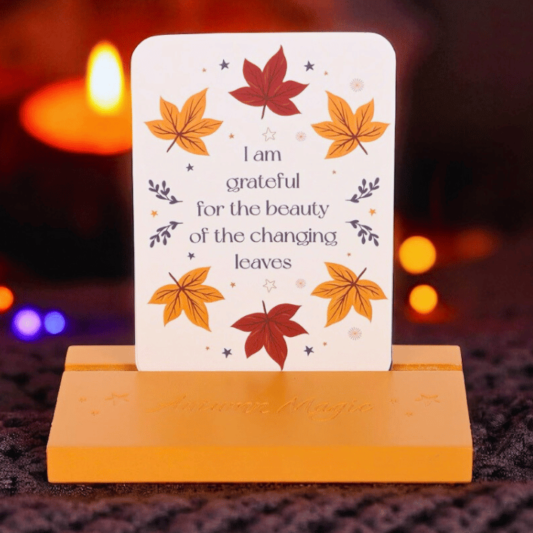 Herbst Affirmationskarten mit Holzständer