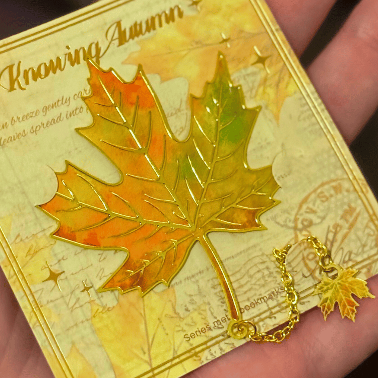 Herbst Blatt Lesezeichen – Filigrane Metall-Buchdeko in Gold