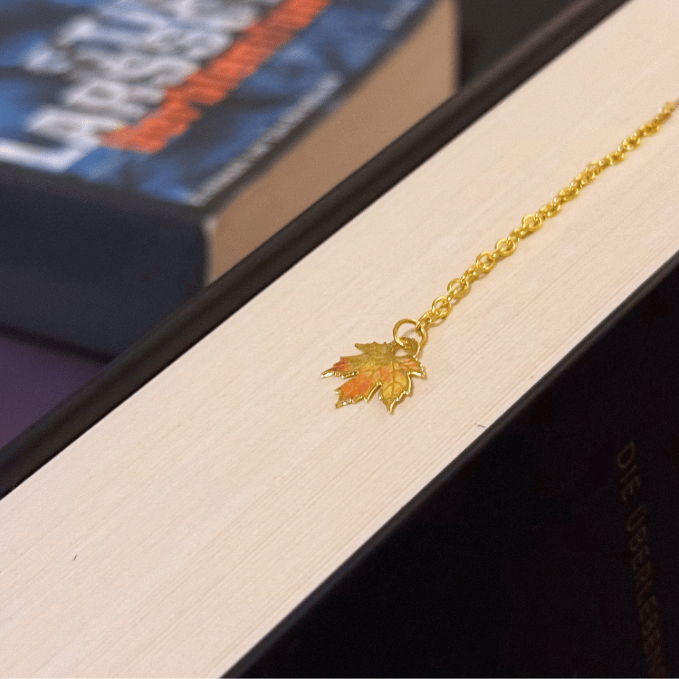 Herbst Blatt Lesezeichen – Filigrane Metall-Buchdeko in Gold