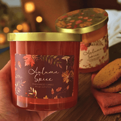 Herbst Duftkerzen Set (2-teilig) im Glas mit Deckel – Herbst Spice