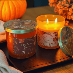 Herbst Duftkerzen Set (2-teilig) im Glas mit Deckel – Herbst Spice