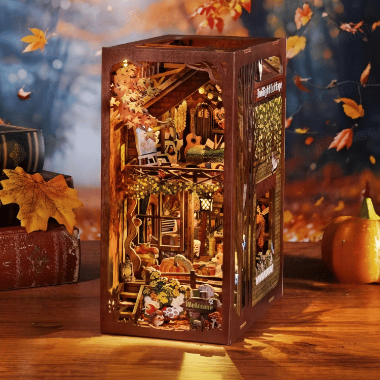 Book Nook Diorama – Leuchtende Miniaturwelt fürs Bücherregal (4 Designs zur Auswahl)
