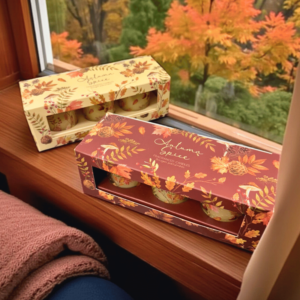 Herbstkerzen Set – 3 kleine Votivkerzen (2 Sets zur Auswahl)
