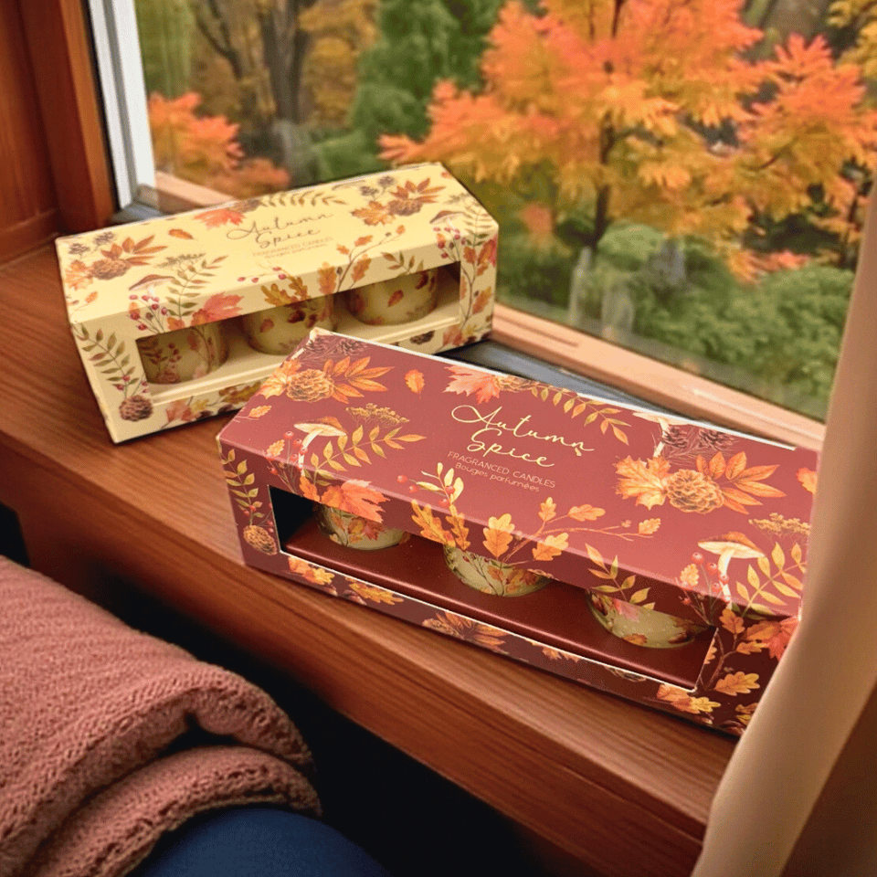 Herbstkerzen Set – 3 kleine Votivkerzen (2 Sets zur Auswahl)