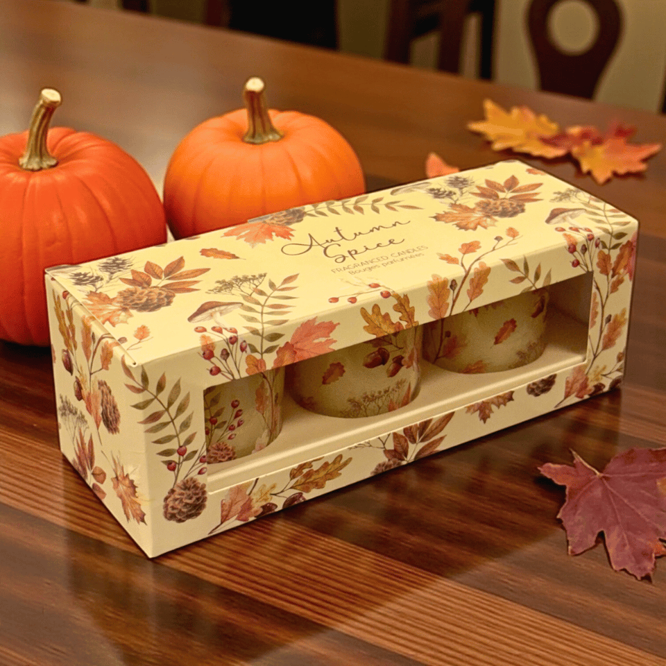 Herbstkerzen Set – 3 kleine Votivkerzen (2 Sets zur Auswahl)