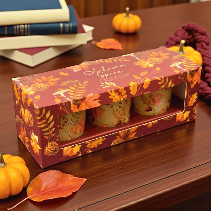 Herbstkerzen Set – 3 kleine Votivkerzen (2 Sets zur Auswahl)
