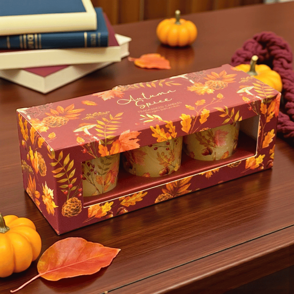 Herbstkerzen Set – 3 kleine Votivkerzen (2 Sets zur Auswahl)