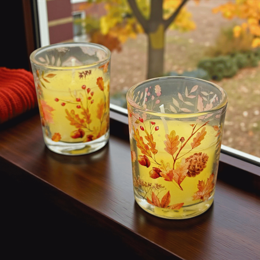 Herbstkerzen Set – 3 kleine Votivkerzen (2 Sets zur Auswahl)