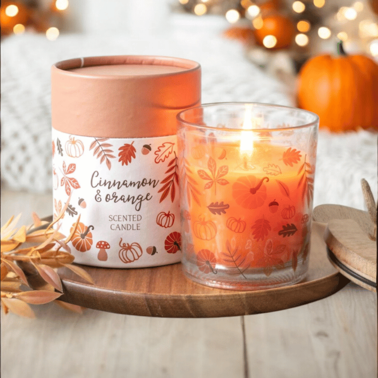 Herbstlaub Kerze – Zimt & Orange
