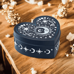 Herzförmige Schmuckdose mit Mondmotiv – Aufbewahrungsdose