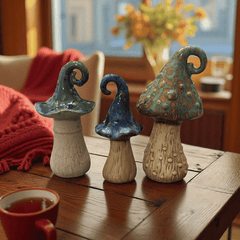 Hexen Pilze aus Keramik – 3er Set in mystischen Herbstfarben