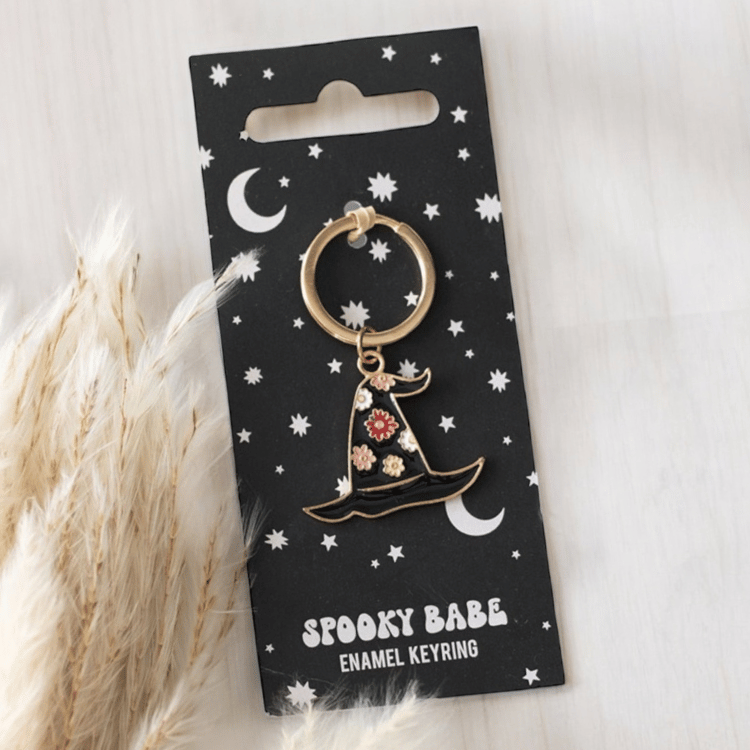 Hexenhut mit Blumen - Schlüsselanhänger