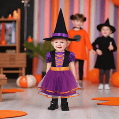 Hexenkostüm Kleine Lila Hexe – Kleid & Hut für Babys & Kinder