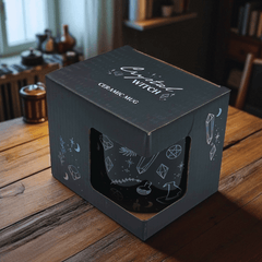 Hexentasse Crystal Witch – Schwarze Tasse mit Kristallprint