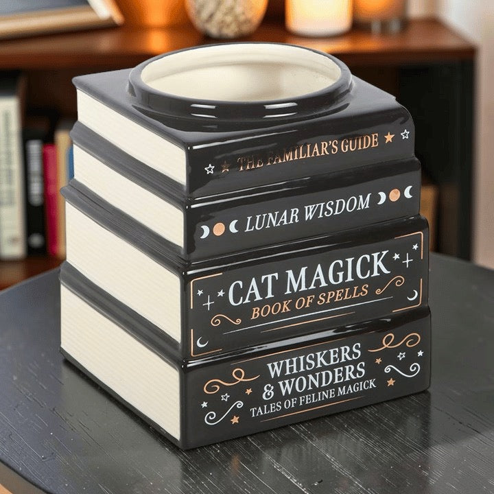 Katzenmagie Vase „Bücher der Magie“ – Witchy Deko Blumenvase