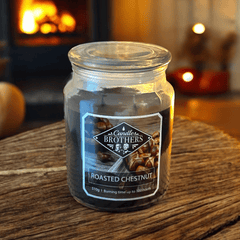 Duftkerze geröstete Kastanie – Würzig-holzige Herbstkerze im Glas (510g)