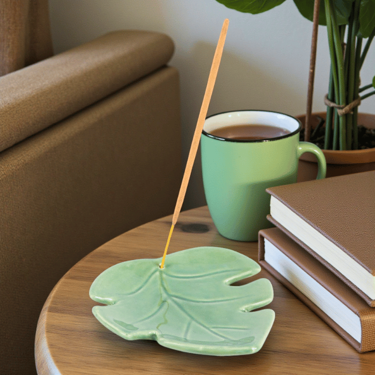 Keramik Blatt Räucherstäbchenhalter