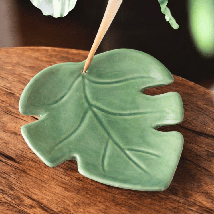Keramik Blatt Räucherstäbchenhalter