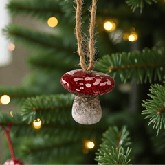 Keramik Pilz-Anhänger im 3er Set – Ornament-Set für Weihnachtsbaum-Schmuck