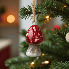 Keramik Pilz-Anhänger im 3er Set – Ornament-Set für Weihnachtsbaum-Schmuck