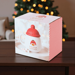 Keramiktasse „Pullover-Wetter“ mit Mützen Deckel – Wintertasse 480 ml