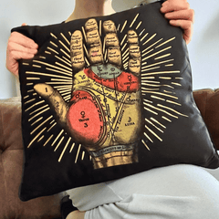 Mystisches Deko-Kissen-Set: Wahrsagerei - Handlesen & Gedankenkarte