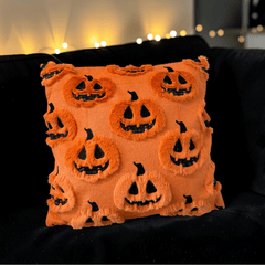 Halloween Kürbis Kissen - kuschlig orange Herbst Deko