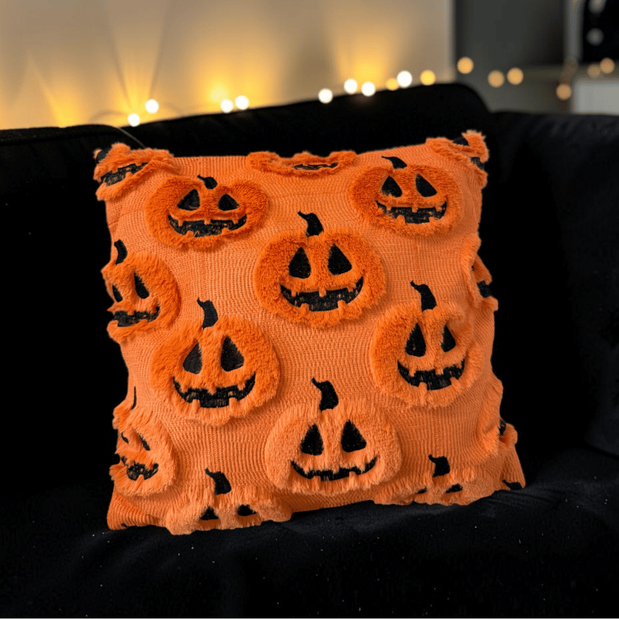 Halloween Kürbis Kissen - kuschlig orange Herbst Deko