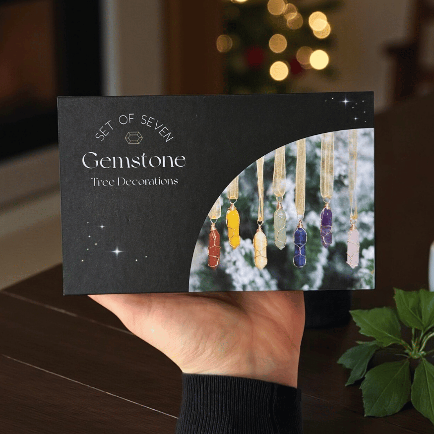 Kristall-Baumschmuck Set – 7 Edelsteine für Harmonie & Weihnachtsenergie