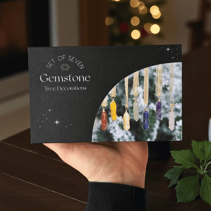 Kristall-Baumschmuck Set – 7 Edelsteine für Harmonie & Weihnachtsenergie