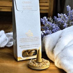 Kristall-Räucherkegel Set mit Halter – 5 Sorten