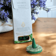 Kristall-Räucherkegel Set mit Halter – 5 Sorten