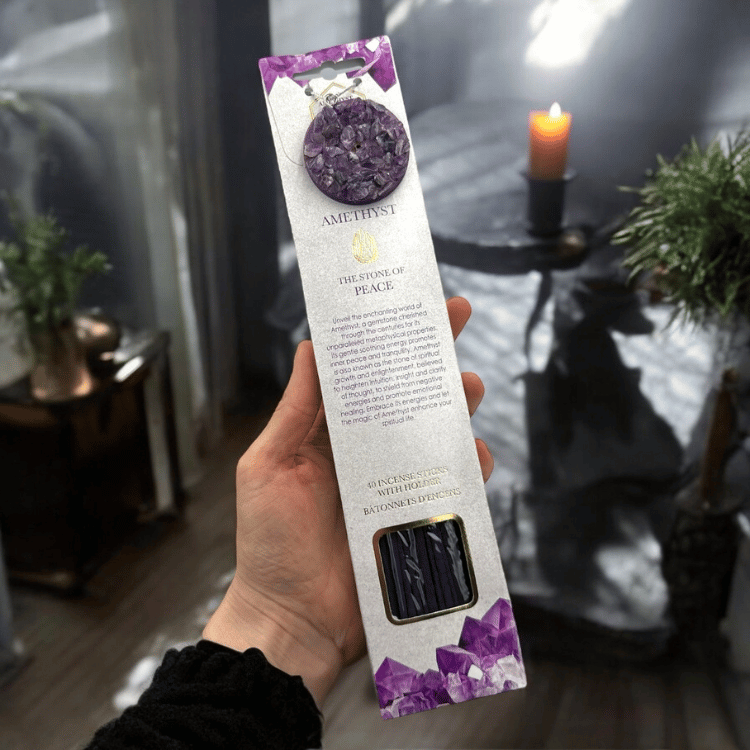 Kristall-Räucherstäbchen Set mit Halter – 5 Sorten