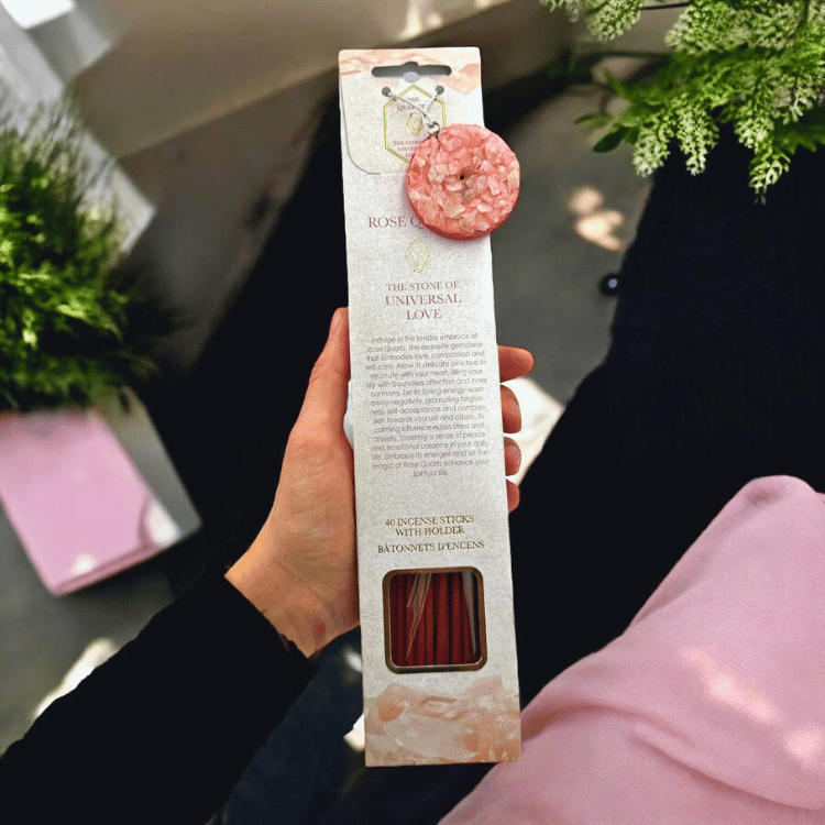 Kristall-Räucherstäbchen Set mit Halter – 5 Sorten