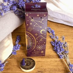 Sonne & Mond Räucherkegel mit Halter