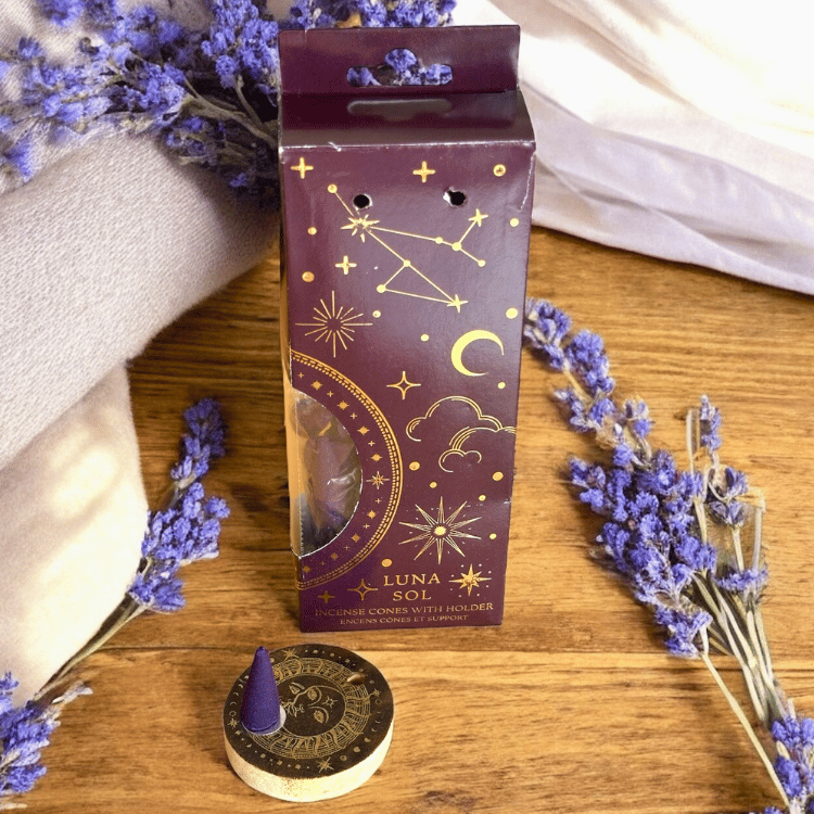 Sonne & Mond Räucherkegel mit Halter