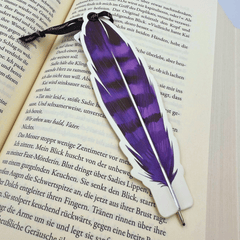 Lesezeichen & Kugelschreiber „Lila Feder“ – Booklover Must Have
