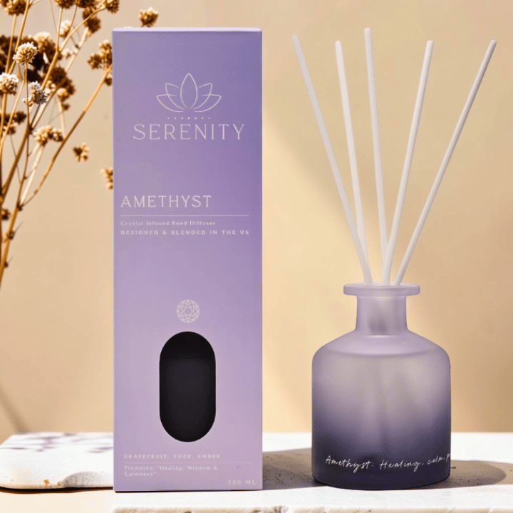 Amethyst Geschenkset – Duftkerze, Diffuser & Kristallschale mit echtem Amethyst