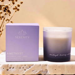 Amethyst Geschenkset – Duftkerze, Diffuser & Kristallschale mit echtem Amethyst